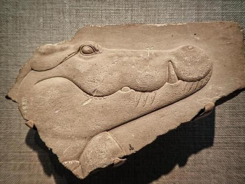 dwellerinthelibrary:Plaque with the head of a crocodile possibly the god Sobek Egypt Saite Dynasty 2