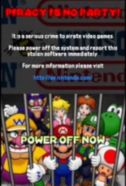 Anti-piracy screen for Mario Party DS