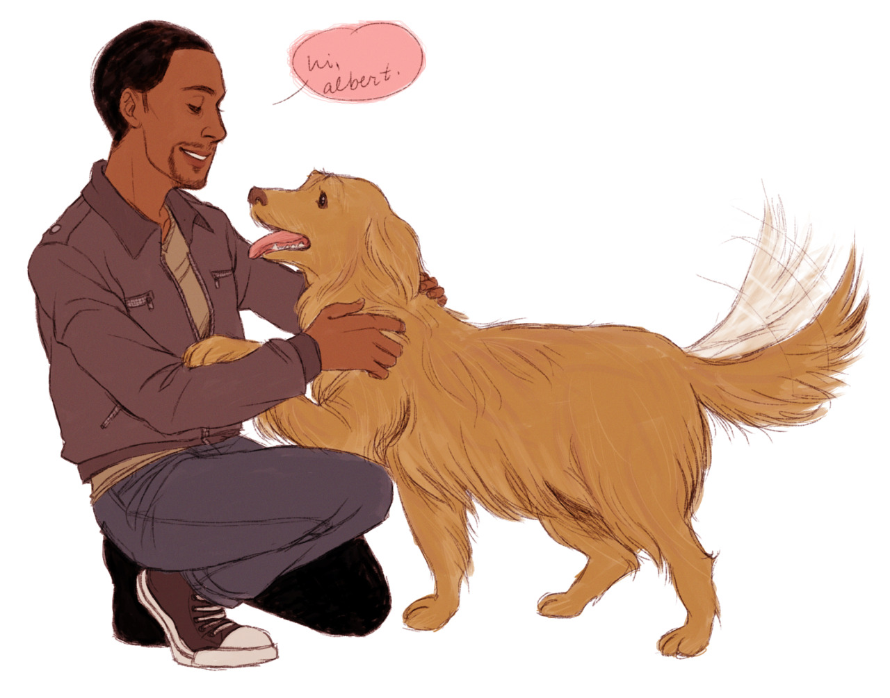 felixandria:  sam wilson has an old rescue golden retriever named albert, pass it
