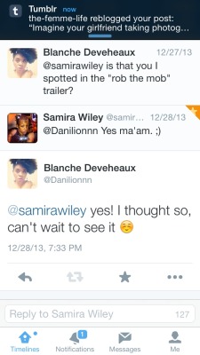 That time Samira tweeted me back 😎😎😎😎😎