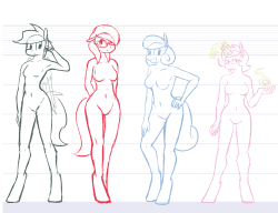 Makin’ a height chart of my main OCs, awwyeah(work in progress)