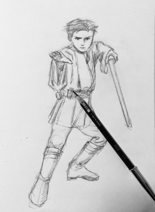 mitty3000:Sketch of Jedi Knight style Otabek I think he loves Star Wars