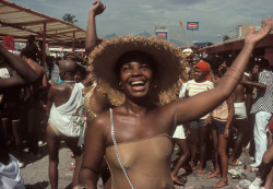 munyakare:A woman gestures joyfully at the Mangueira Samba School. Rio de Janeiro, Brazil (1980) by Bruno Barbey.