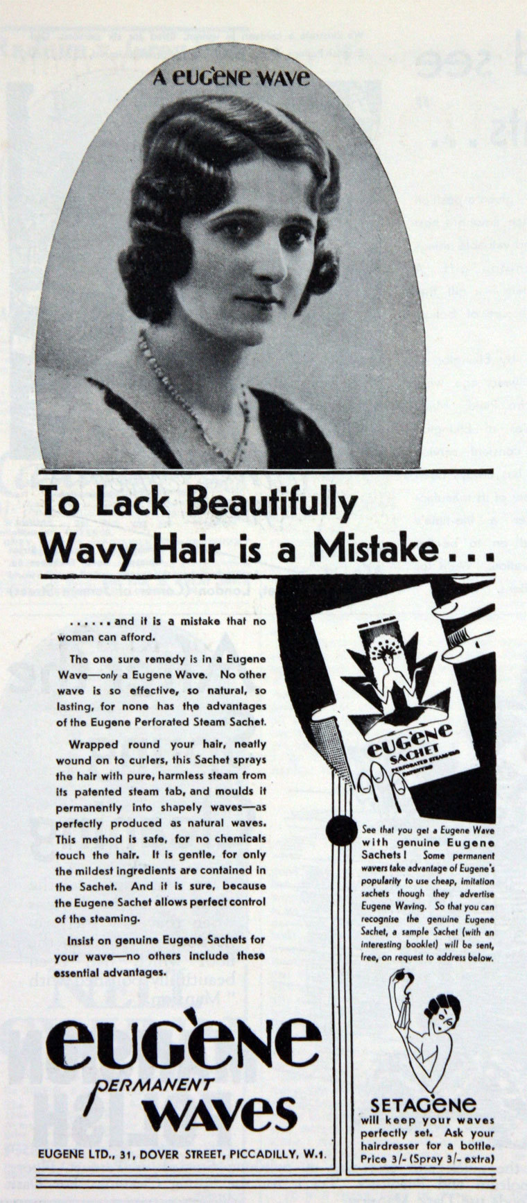 questionableadvice:  ~ Eugene Permanent Waves, 1931via Grace’s Guide&ldquo;To