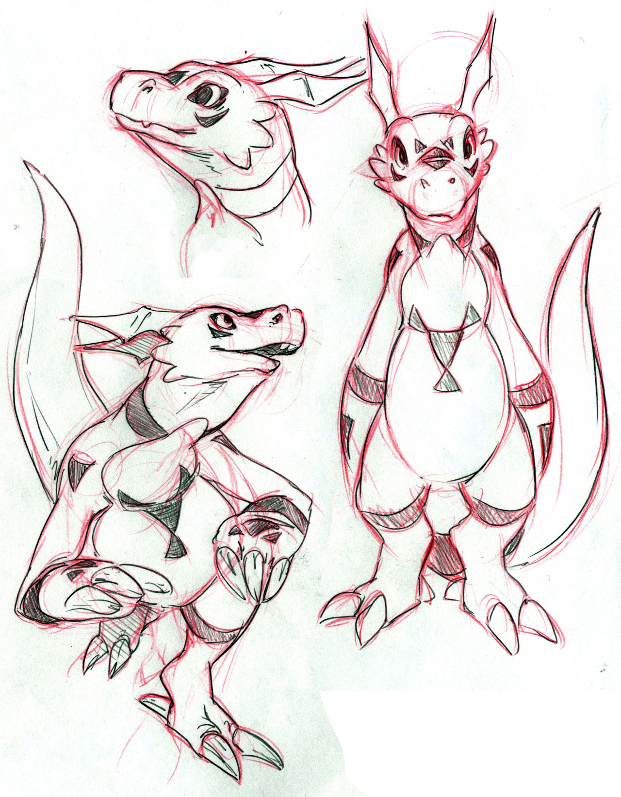 merelyafluke:  Some pretty old Guilmon sketches.