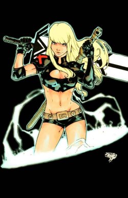 dailydamnation:  Illyana’s always ready to chop up those who need itArtist: Jahnoy Lindsay 