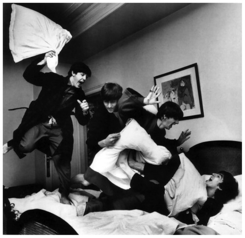 The Beatles Pillow Fight by Harry Benson, 1964.