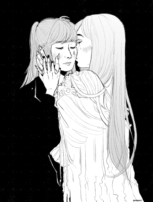 thrashbeatles:i know it’s 2020 but take this fanart of misa/rem from the death note musical