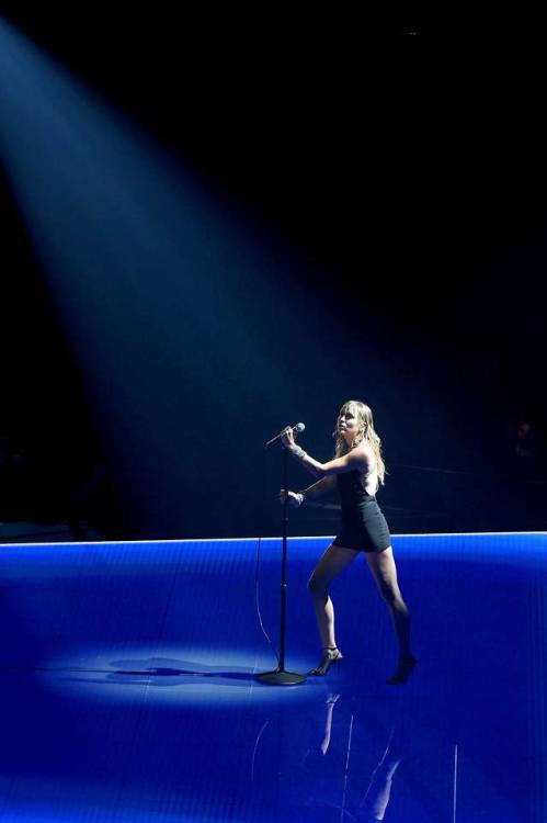 Moment from Miley Cyrus performance at MTV VMA. 