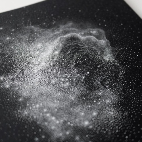 Detail of Nebula Nr.2 ✨ . Pen: #rotring #isographWhite ink: #rotringPaper: Canson, black 240g . 