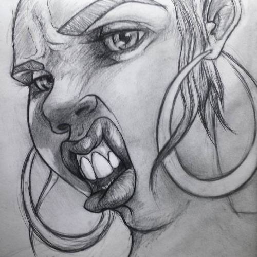 Sneer sketch #drawing #hoopearrings #ghettofabulous #ratchet
