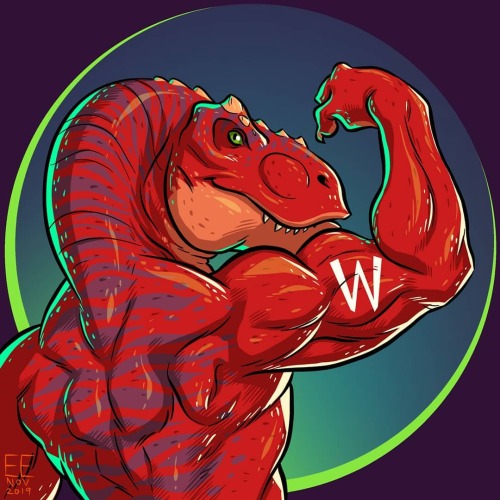 A buff red T-Rex dude for @littlemxsurly! #dinosaur #trex #muscles https://www.instagram.com/p/B5RYZ