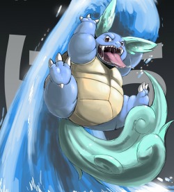 youngjusticer:  Al numero ocho is the 2nd form of Squirtle, which is 3’3&quot; and weighs 49.6 lbs. “Wartortle&quot; is comprised of war (battle), and a compound of tortoise&amp;turtle. Wartortle, by Gill Panda.