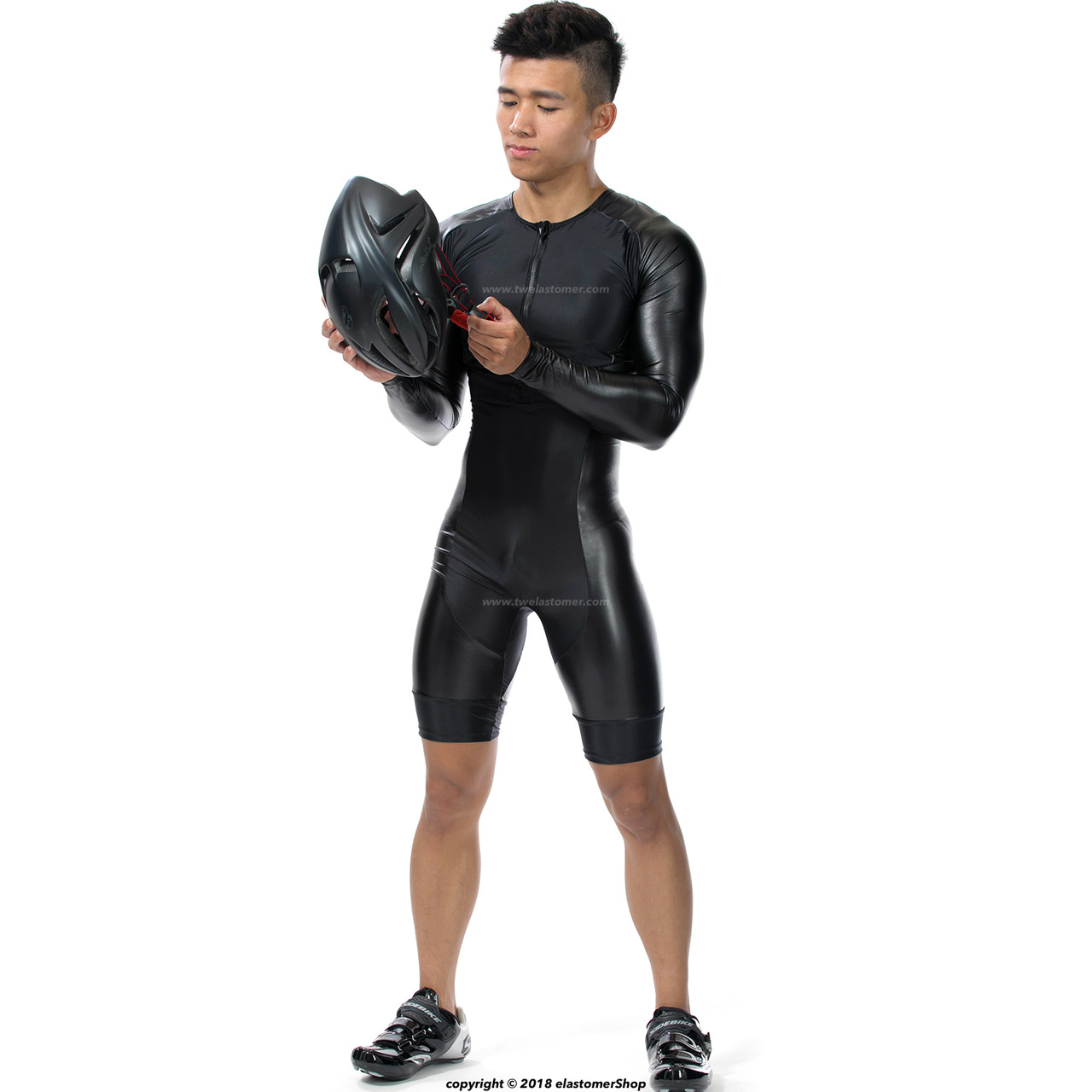 Men's Compression Tight Long Sleeve Black Spandex Fetish Athletic Apparel J27 
