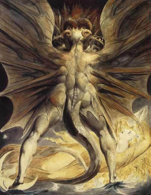 ex0skeletay:The Great Red Dragon paintings are a series of watercolor paintings by the English poet 