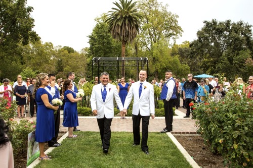 Love Wins. Following their rose garden ceremony, Joe and Richard joined hands and took their first s