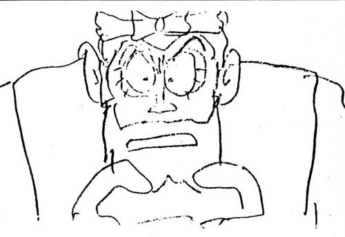 sournote2014: Character model of priest Zenigata and storyboard drawings from the deleted opening of