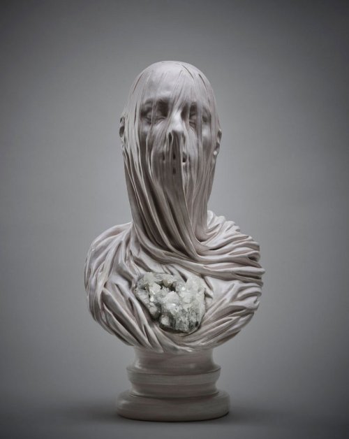 itscolossal:  Veiled Souls Carved from Stone and Embedded with Crystals by Livio Scarpella  Love, lo