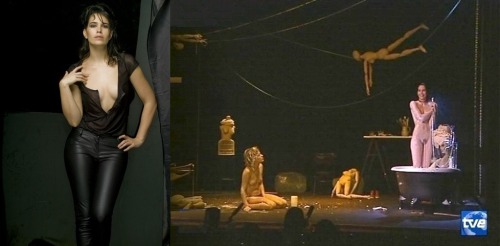 Celia Freijeiro (bottom picture) & Marta Larralde (top picture), Spanish actresses nude on stage in El Color De Agosto.