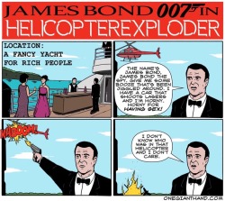 onegianthand:James Bond in Helicopterexploder
