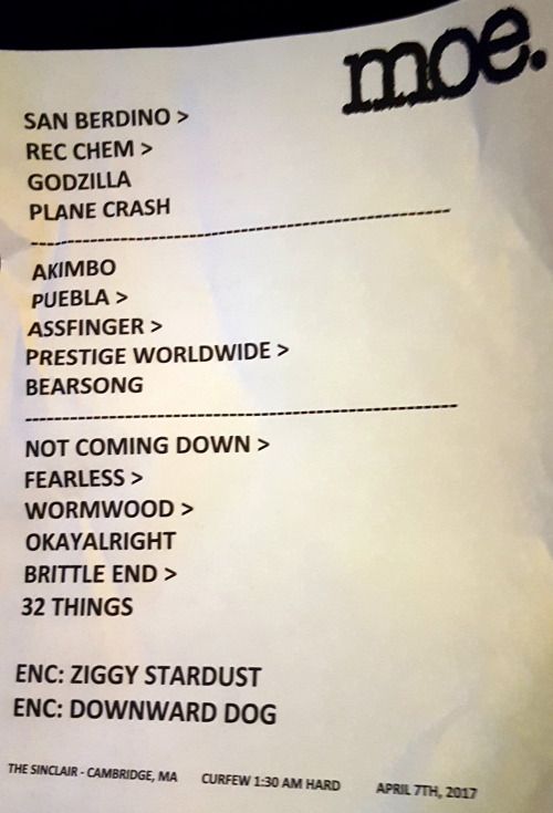 moe. 2017 setlists.