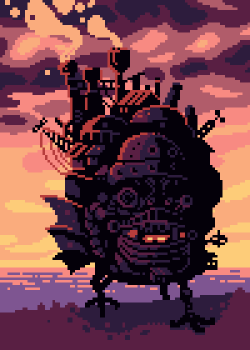 pixelartus:  Howl’s Moving Castle (Studio Ghibli) Pixel Artist: citystreetlight Source: twitter.com/citystreetlight