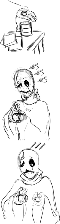 slimeprincegaster: i like to imagine that when gaster gets all flustered he shrinks to a small blob 
