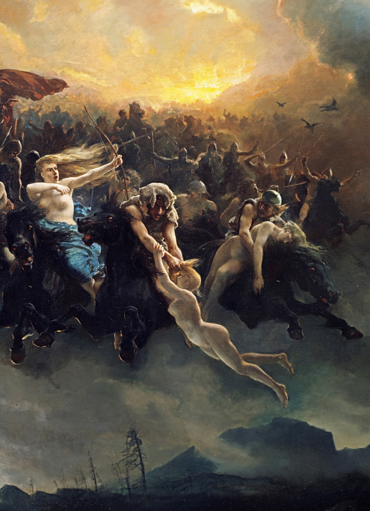aqua-regia009:  Åsgårdsreien / The Wild Hunt (1872) -  Peter Nicolai Arbo  