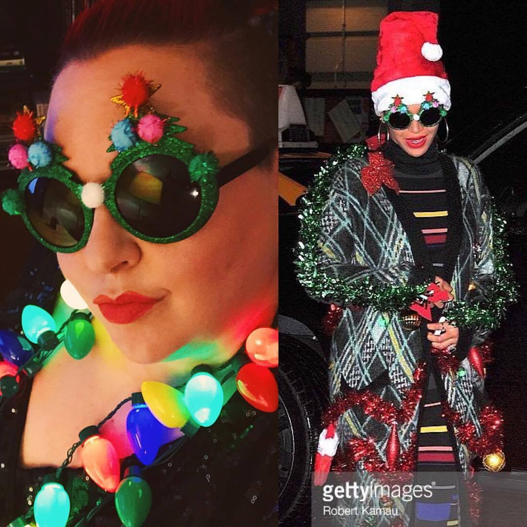 Remember that time Beyoncé and I had the same novelty Christmas tree sunglasses? I do.