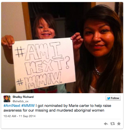 micdotcom:  1,200 aboriginal Canadian women have gone missing over the past 30 years. Hashtag asks #AmINext?  On Aug. 17, Winnipeg police pulled the body of 15-year-old Tina Fontaine out of the Red River near Alexander Docks. The scope of the tragedy