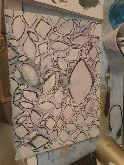 Current Progress On A Beholding Painting I'm Making, Because I Graduated From Highschool 3 Days Ago And