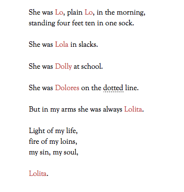 My sin. My soul. Lolita.