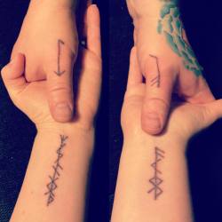 heathentattoos:  artanddiscord:  The culmination of my #Samhain celebration with @jaesuntattoos… New #tattoos!! #runes #magickaltattoos #artismagick #norse #asatru   ᛟ Heathen Tattoos ᛟ