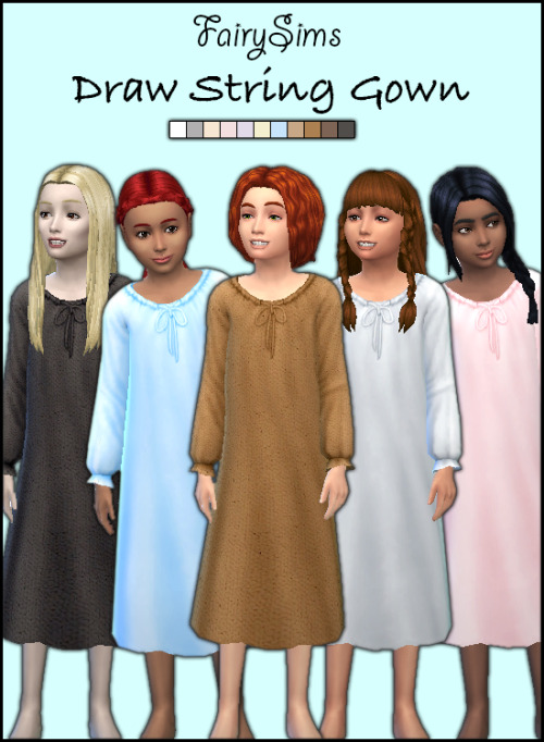 Draw String Gown Retexured and Recolored Children - Femine & Masculine Available in 11 Maxis Mat