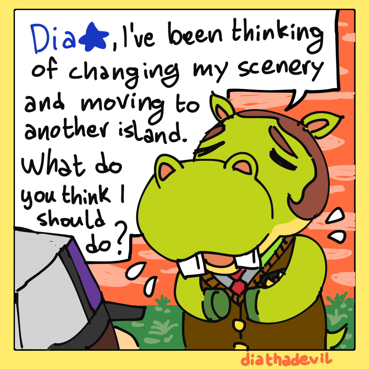 A quick Animal Crossing comic doodle as I finally, ***finally***, got one of my neighbors to free up residency in my island. ...