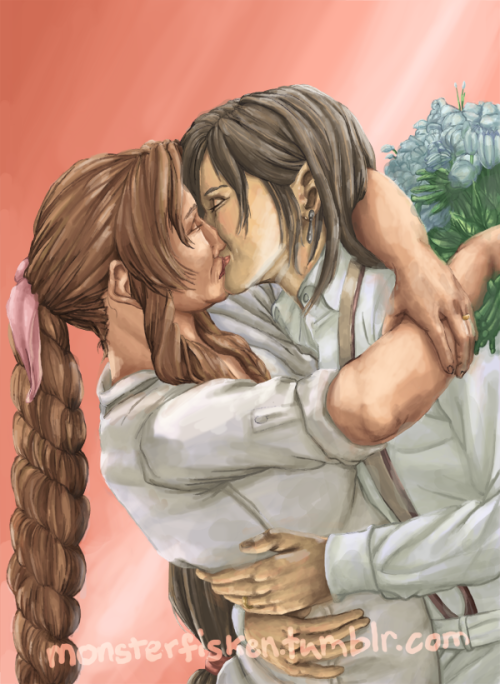 tifa/aerith wedding smooch inspired by this beautiful photo from a wonderful blog