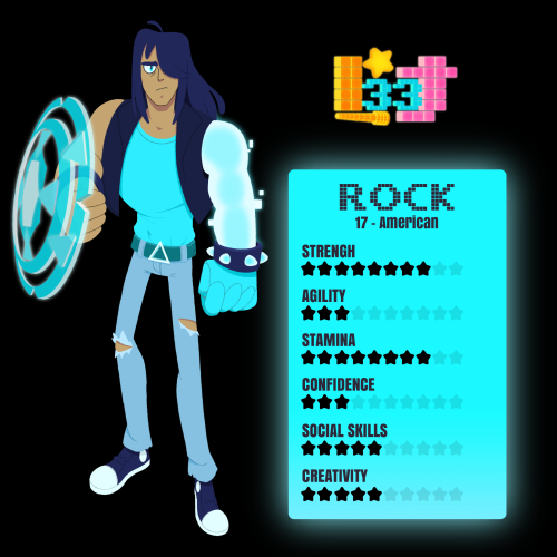  Meet Rock ! He was a guitar prodigy when he was younger but it was before he had an accident with t