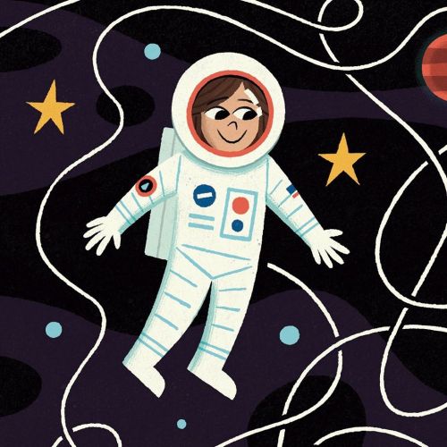Greetings from Space · Saludos desde el Espacio ⠀ #illustration #astronaut #space #childrensbook #