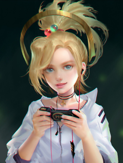 Mercy fan art 2 YI SUI .https://www.artstation.com/artwork/45k6l