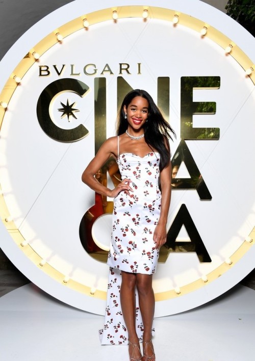 Laura Harrier in Paco Rabanne at a Bvlgari Dinner Party