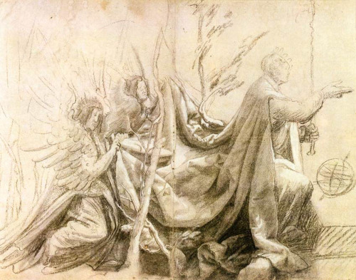 Kneeling King with Two Angels, 1515, Matthias GrunewaldMedium: chalk