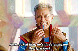 van-dyne:Jeff Goldblum as Jeff Goldblum Grandmaster in Thor: Ragnarok (2017) ‘Can’t have a revolution without somebody to overthrow! So, ah, you’re welcome.’