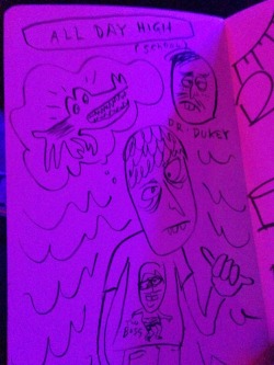 bumblingb:  So last night I had a mission from nintendonut1 - get The Aquabats to draw in my sketchbook. So I did! MCBC kept grabbing the sketchbook back after handing it to me to add more (he wanted to make sure we knew he was talking about high school