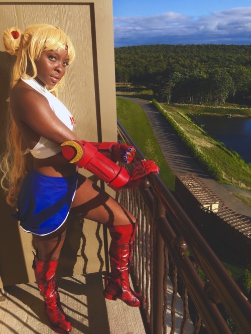 My swimsuit Sailor Cammy Mashup cosplay. Made this entire thing in like 3 hours literally at Colossa