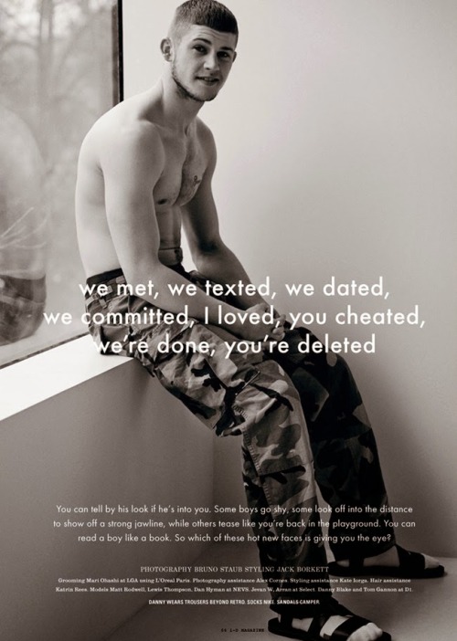 julian-shane:WE MET, WE TEXTED, WE DATED… | i-D MAGAZINEPHOTOGRAPHY BRUNO STAUBSTYLING JACK BORKETTMODEL DANNY BLAKEWINTER 2015