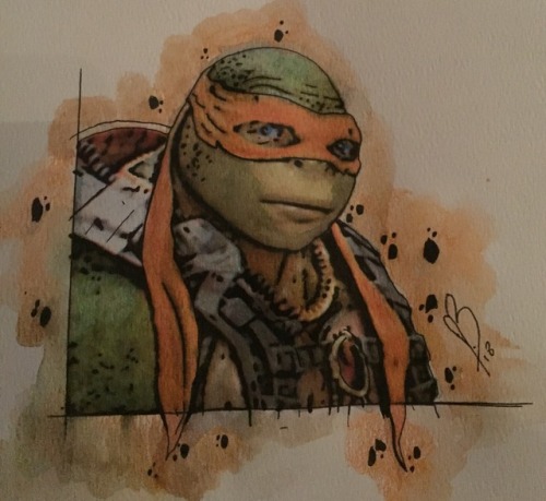 waterstar2016: - Michelangelo- Ink and watercolour pencils  @tmnt-l0ver Thank you for the suggestion