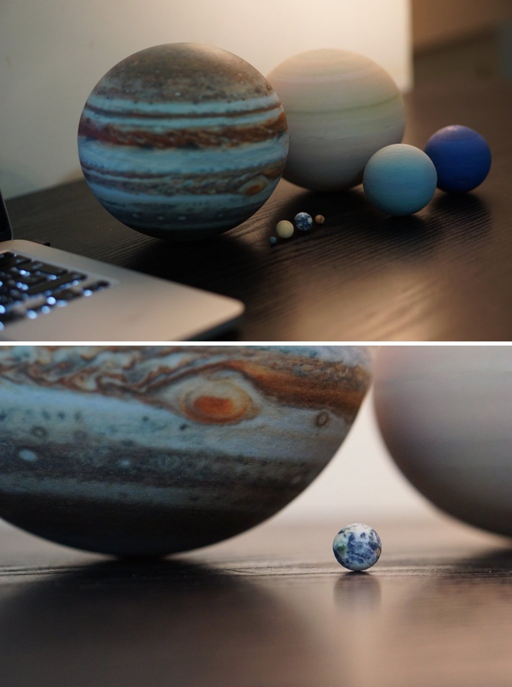 primarybufferpanel: sosuperawesome:  3D Printed Planets and Moons, made to relative