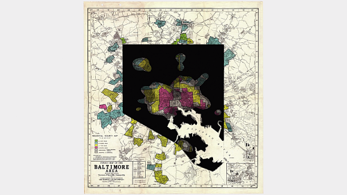 The history of redlining in Baltimore, told through maps in Rat Film (2018, Theo Anthony, dir.)