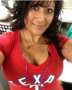 She has a Rangers shirt awesome and beautiful