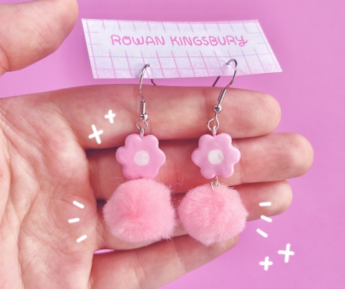 rowansugar:Loved making these sweet little puffball earrings &lt;3 Check them out on my shop!
